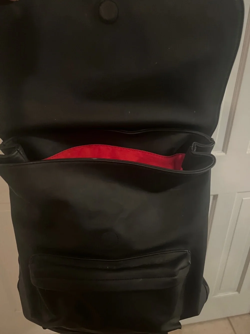 Hunter Black Backpack with Red-Trim Logo